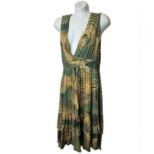 Chaudry Kc Abstract Tropical Animal Print Tiered Mini Dress